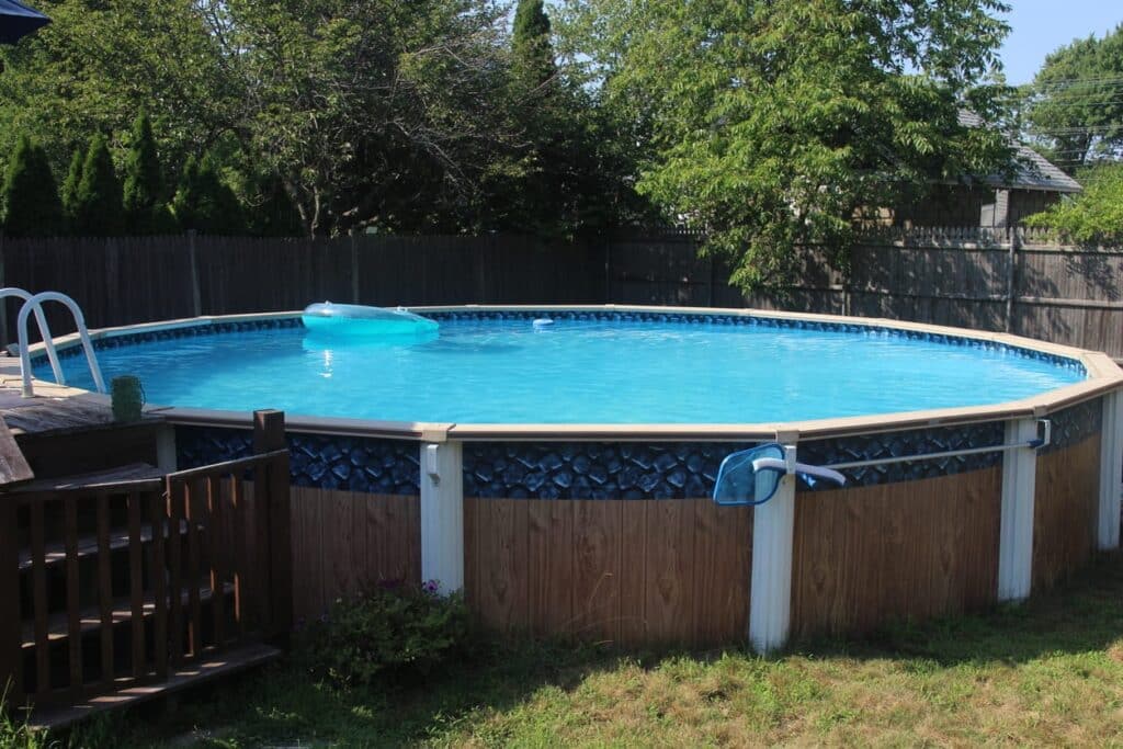 An above ground swimming pool.